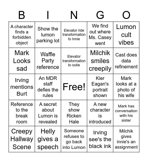 Lumon Enterprises Bingo Card