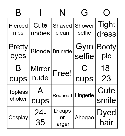 Nudes Bingo Card