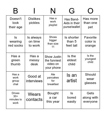 Icebreaker Bingo Card