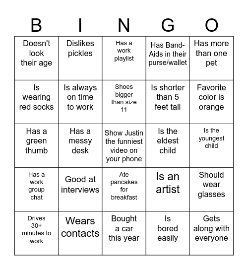 Icebreaker Bingo Card