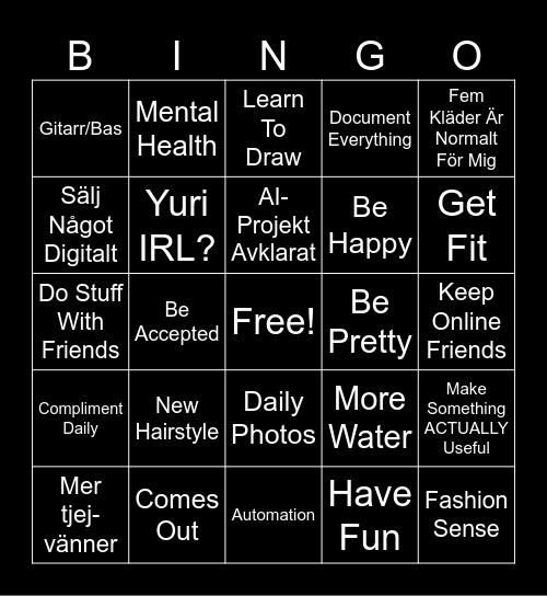 2025 Goals Bingo Card