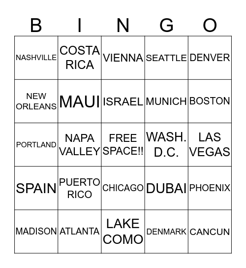 Carrie's Bridal Destination Bingo! Bingo Card