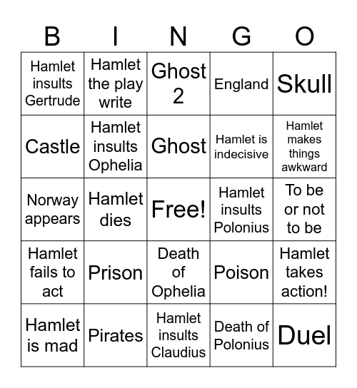 Hamlet! Bingo Card