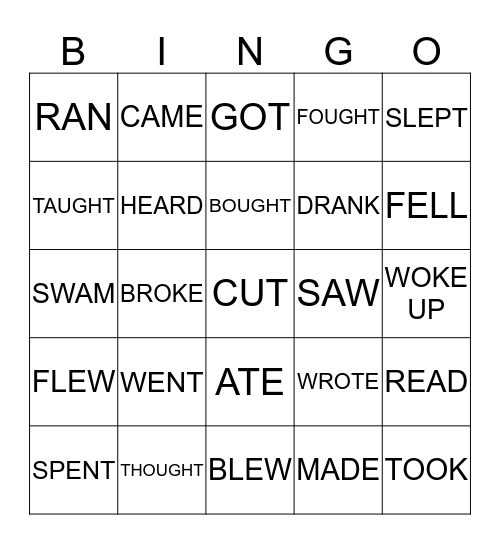 Past Forms Bingo Card