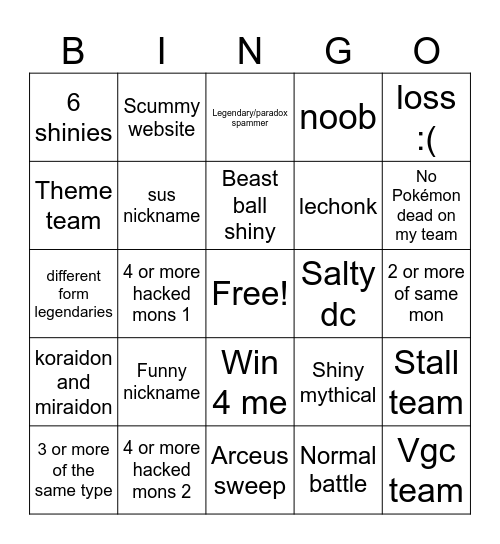 Sv online battles Bingo Card
