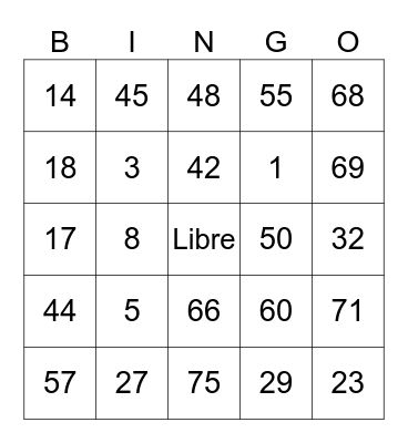 Bingo tineo Bingo Card