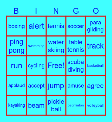 ACTIVITIES & VERBS Bingo Card