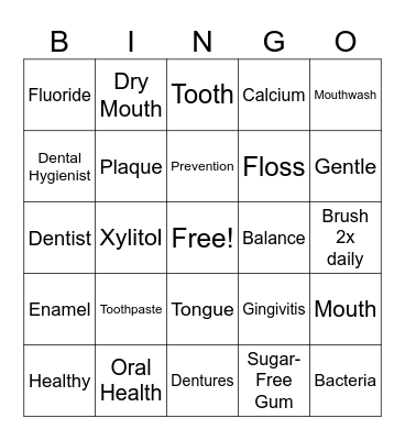 Dental Bingo Card