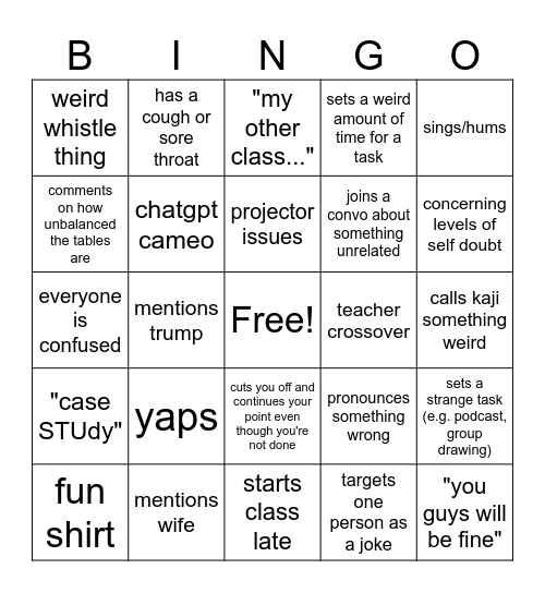 mr goldstein mwt class Bingo Card