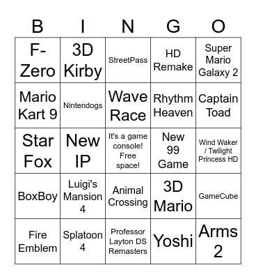 Switch 2 Bingo Card
