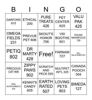 VENDOR BLACK OUT Bingo Card
