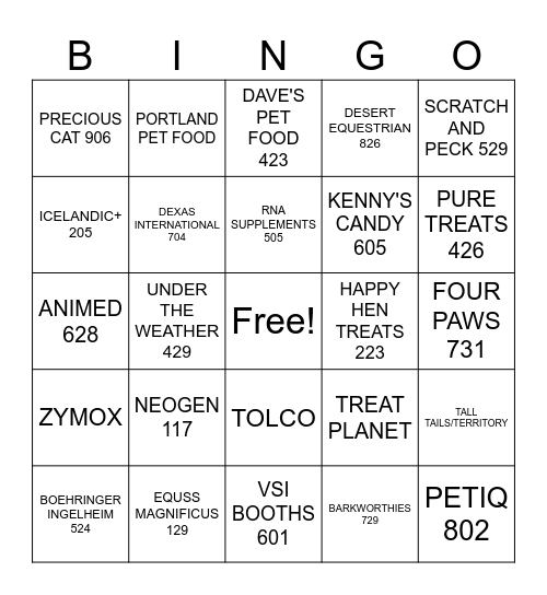 VENDOR BLACK OUT Bingo Card