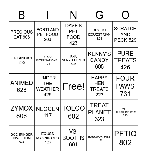 VENDOR BLACK OUT Bingo Card