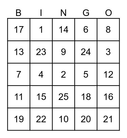 XIANFENG TECHNOLOGY SDN BHD Bingo Card
