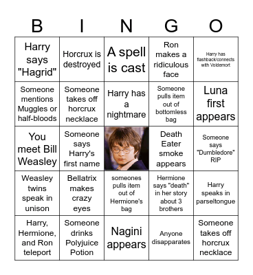 Harry Potter and the Deathly Hallows Pt 1 Bingo Card