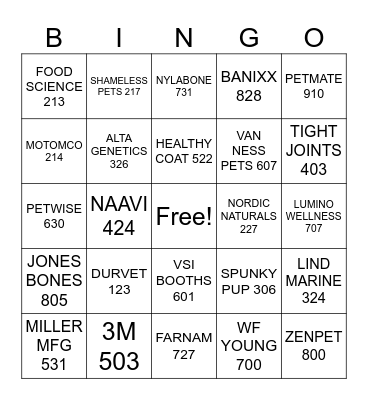 VENDOR BLACK OUT Bingo Card