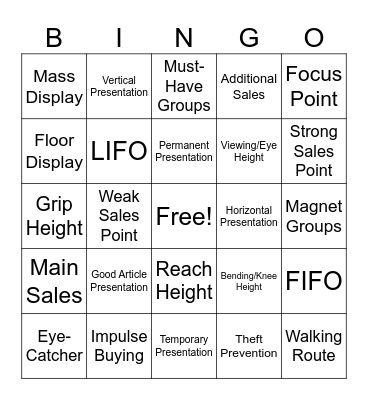 Unit 6: Sales- Article Presentation Bingo Card