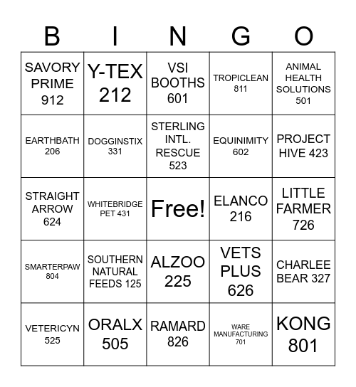 VENDOR BLACK OUT Bingo Card