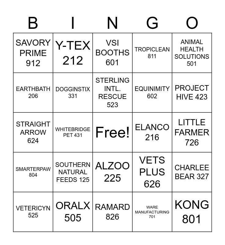 VENDOR BLACK OUT Bingo Card