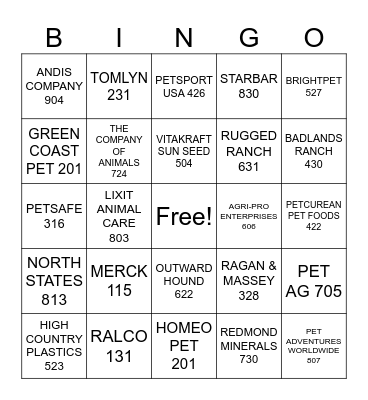 VENDOR BLACK OUT Bingo Card