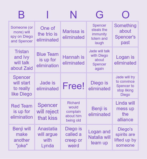DSCOC 5 PREDICTION Bingo Card