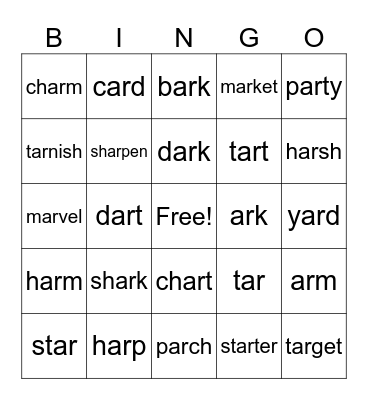 Bossy-R (AR) Bingo Card