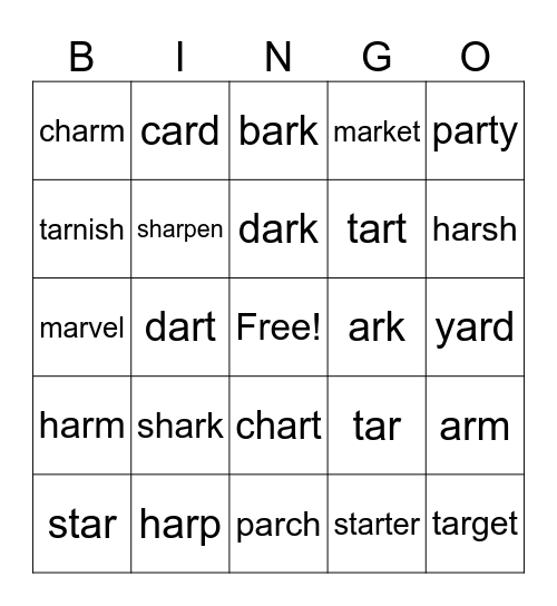 Bossy-R (AR) Bingo Card