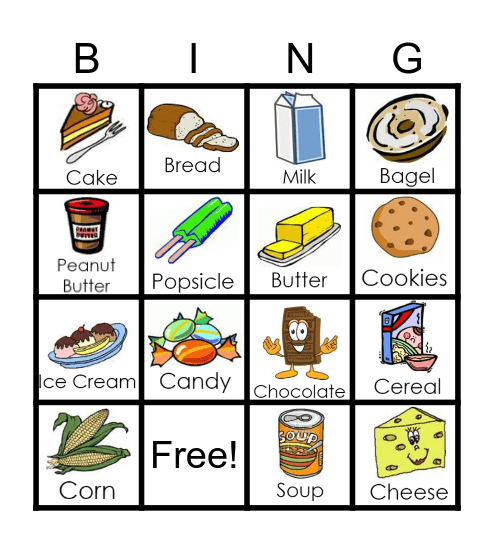 Food Bingo Card