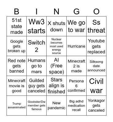 2025 bingo Card
