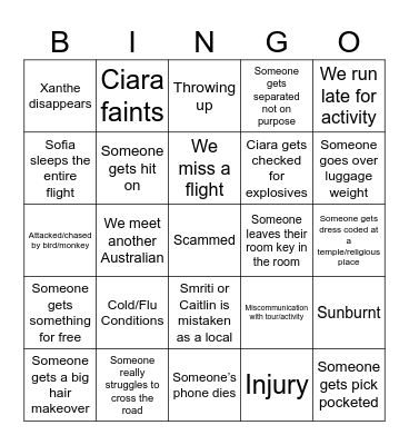 Malaysia Trip!! Bingo Card