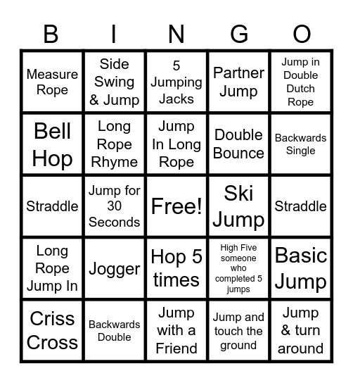 JUMPROPE BINGO Card