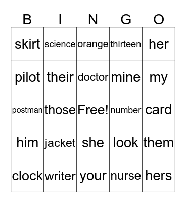 Unit 2&3 Bingo Card