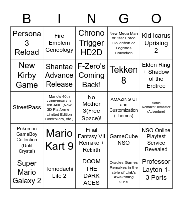 SWITCH 2 PREDICTIONS Bingo Card