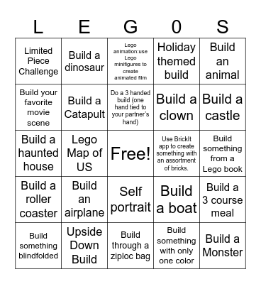 LEGO Club BINGO Cards Bingo Card