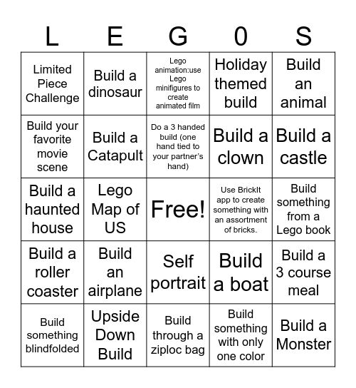 LEGO Club BINGO Cards Bingo Card