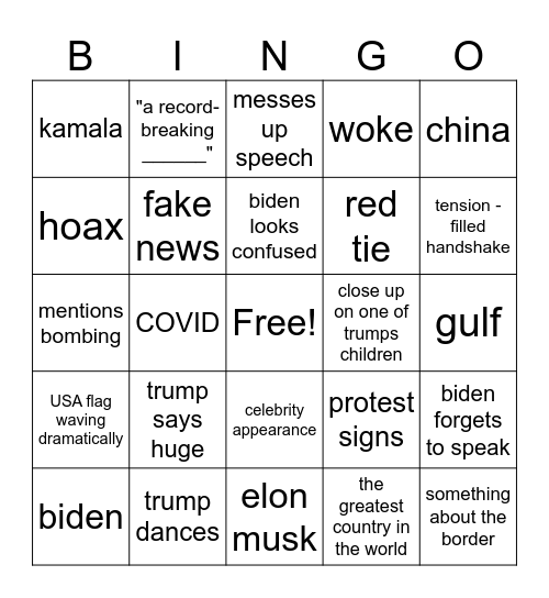 inauguration 2025 Bingo Card