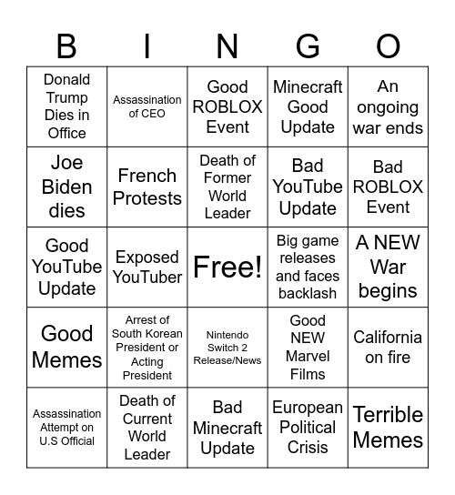 2025 Bingo Card