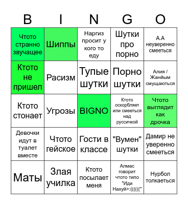 Avg. Day Bingo Card