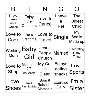 Ladies Fall Luncheon Bingo Card