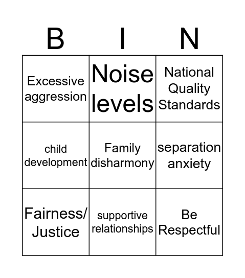 Guiding children's Behaviour  Bingo Card