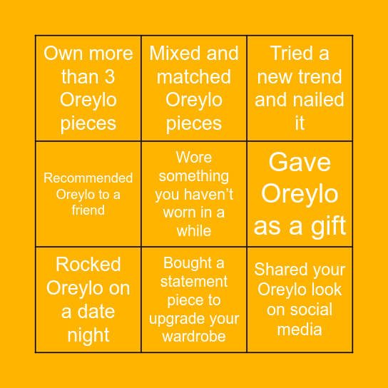 OREYLO BINGO Card