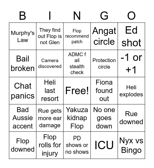 ADMC/Ed Event Bingo Card