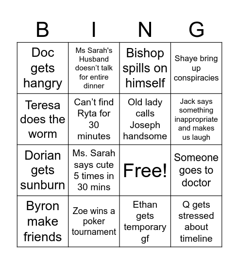 Tru Sol Cruise Bingo Card