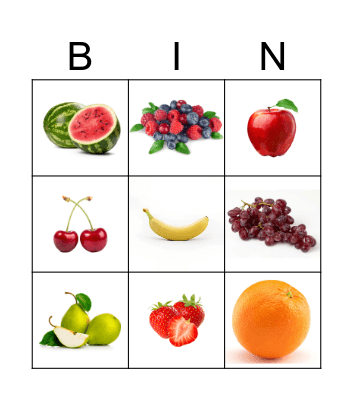 Fruits Bingo Card