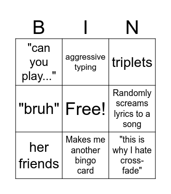 Grace's Bingo Card