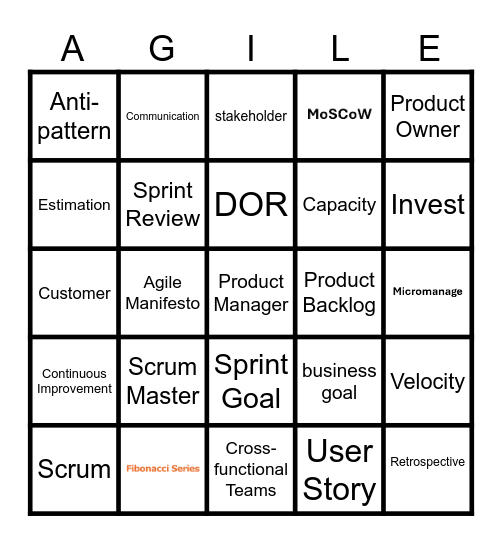 Agile Bingo Card