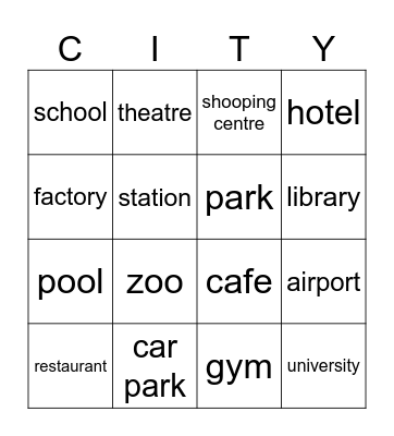 City Bingo Card