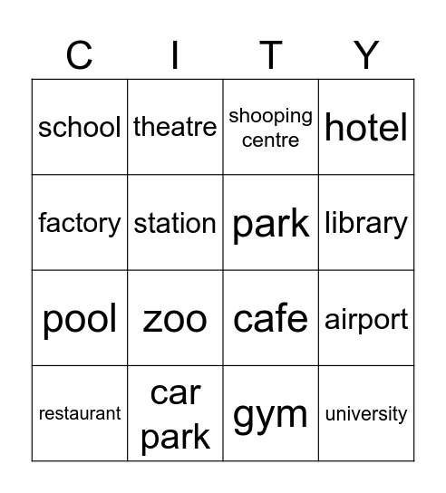 City Bingo Card