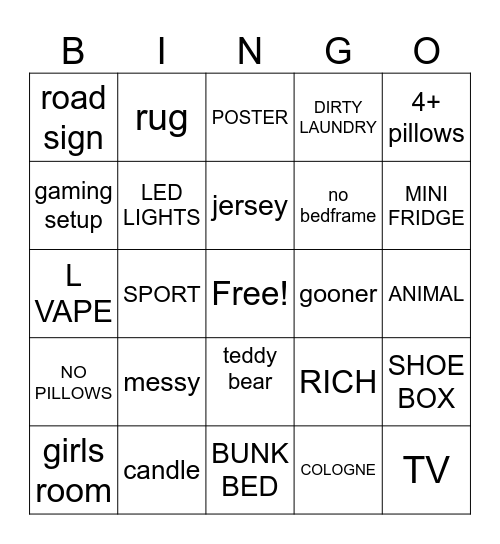 viewer bedrooms Bingo Card