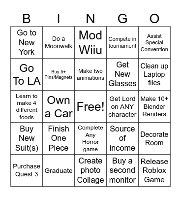 2025 Bingo Board Goals Bingo Card